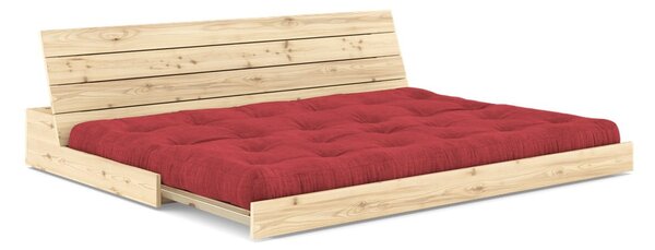 Czerwona sztruksowa rozkładana sofa 196 cm Base – Karup Design