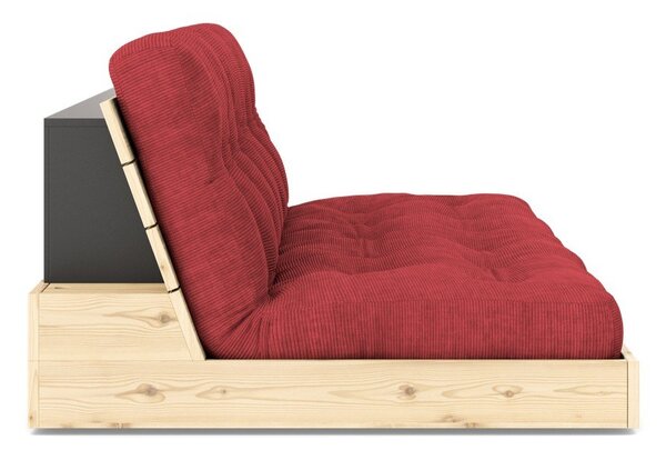 Czerwona sztruksowa rozkładana sofa 196 cm Base – Karup Design