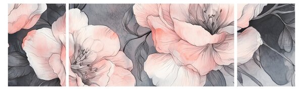 Obraz - Szkic kwiatów (170x50 cm)