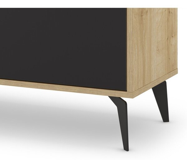 Czarna niska komoda w dekorze dębu 140x79 cm Nola – Marckeric