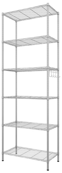 Metalowa półka z podajnikiem - sześciopiętrowa - srebrna - 21,3 x 11,4 x 63 cali - maksymalne obciążenie 250 kg