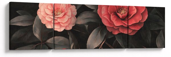Obraz - Czerwone kwiaty na ciemnym tle (170x50 cm)