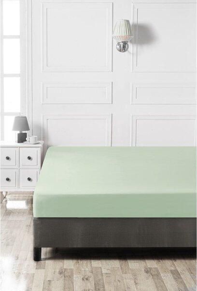 Jasnozielone bawełniane prześcieradło z gumką 140x200 cm – Mijolnir