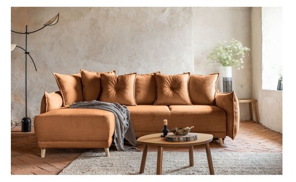 Ceglasty sztruksowy rozkładany narożnik (strona zmienna) Lazy Lukka – Miuform