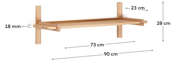 Modułowy system półek z litego drewna dębowego 90x28 cm Sitra – Kave Home