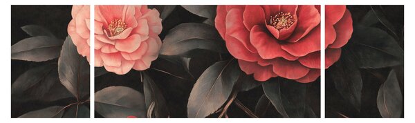 Obraz - Czerwone kwiaty na ciemnym tle (170x50 cm)