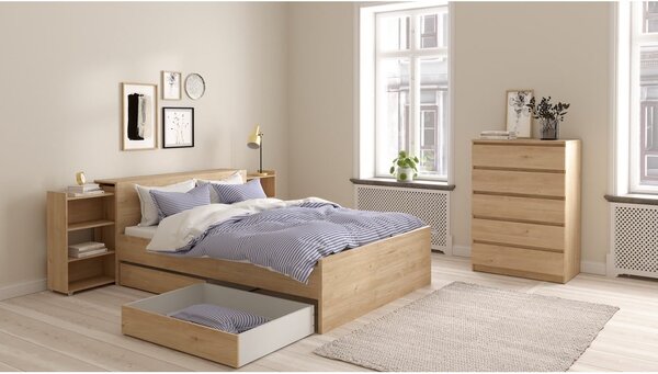 Łóżko dwuosobowe w dekorze dębu 160x200 cm Naia – Tvilum