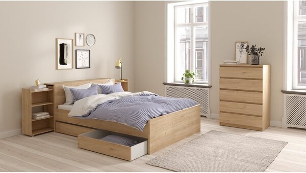 Łóżko dwuosobowe w dekorze dębu 160x200 cm Naia – Tvilum
