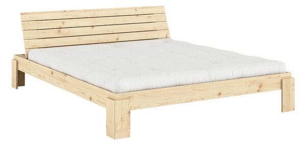 Łóżko dwuosobowe z litego drewna sosnowego ze stelażem 180x200 cm w naturalnym kolorze Layers – Karup Design