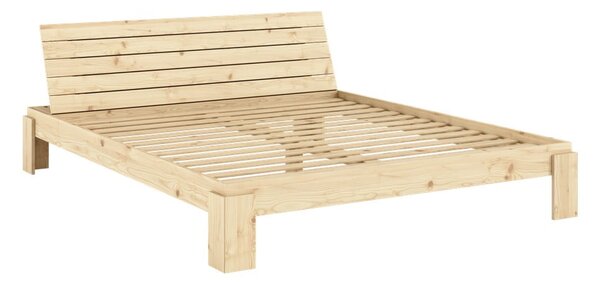 Łóżko dwuosobowe z litego drewna sosnowego ze stelażem 180x200 cm w naturalnym kolorze Layers – Karup Design