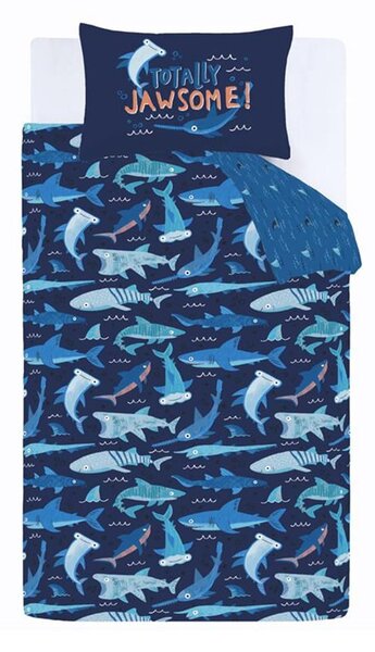 Niebieska pościel dziecięca do łóżeczka 120x150 cm Jawsome Shark – Catherine Lansfield