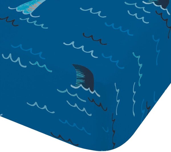 Niebieskie prześcieradło dziecięce jednoosobowe z gumką 90x190 cm Jawsome Shark – Catherine Lansfield