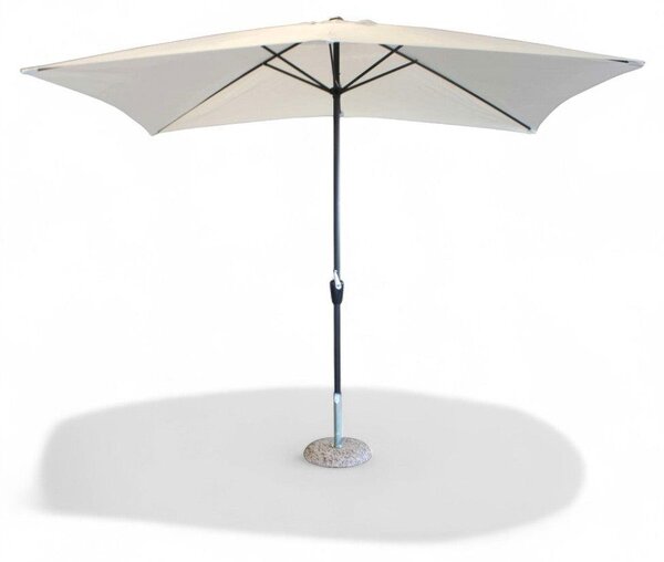 Parasol ogrodowy 2x3 m z centralnym supkiem ze stali i mechanizmem otwierajcym z korbk Sospiro – biay i antracytowy