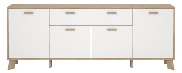 Biało-naturalna komoda w dekorze dębu 196x73x39 cm Ikast – Tvilum