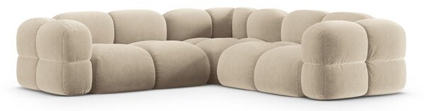 Beżowy aksamitny narożnik Loretto – Cosmopolitan Design