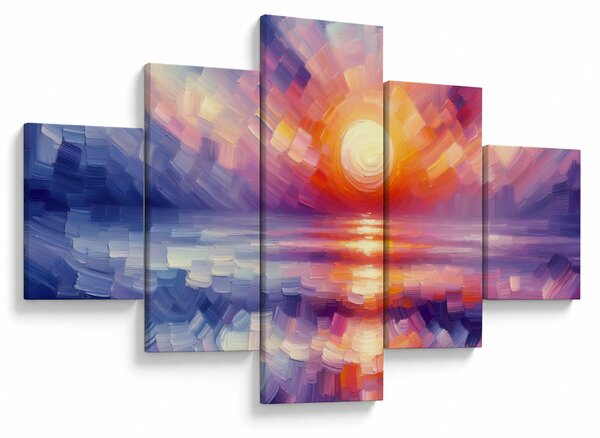 Obraz - Kolorowy artystyczny zachód słońca (125x70 cm)
