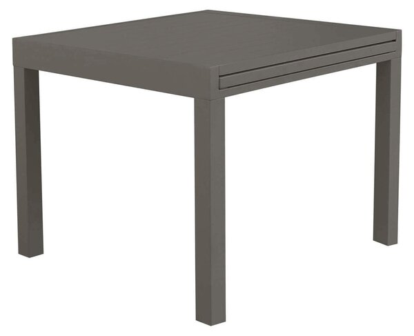 Rozkadany stó ogrodowy 90/180 x 90 cm z aluminiow konstrukcj i blatem imitujcym deski Nilo – DarkGrey