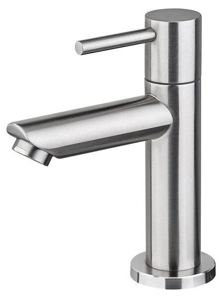 Bateria umywalkowa - Jednouchwytowa - Stal nierdzewna - Szara - Zimna woda - 70 mm wysokość wylewki
