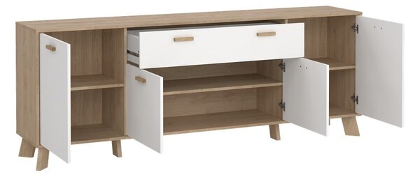Biało-naturalna komoda w dekorze dębu 196x73x39 cm Ikast – Tvilum
