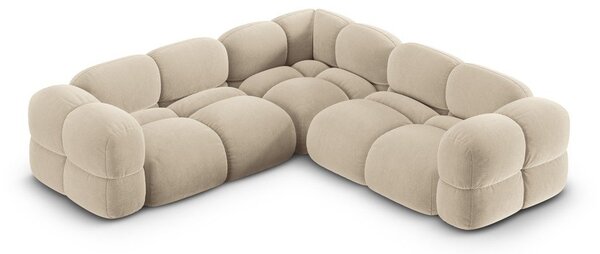 Beżowy aksamitny narożnik Loretto – Cosmopolitan Design