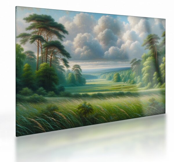 Obraz na szkle - Zielony krajobraz (70x50 cm)