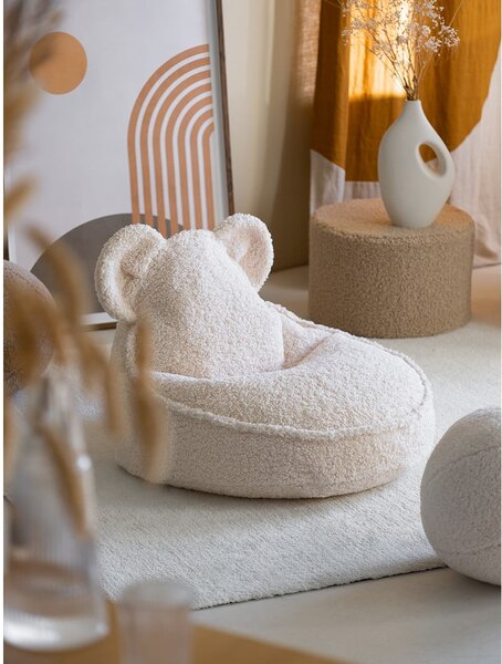 Kremowy dziecięcy worek do siedzenia z materiału bouclé Bear – Wigiwama