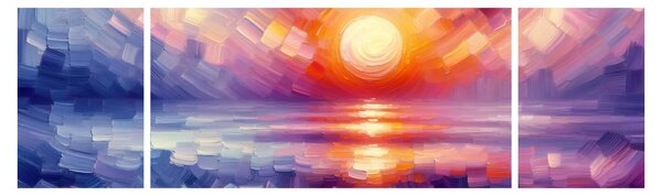 Obraz - Kolorowy artystyczny zachód słońca (170x50 cm)