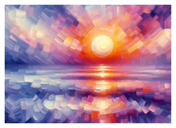 Obraz - Kolorowy artystyczny zachód słońca (70x50 cm)