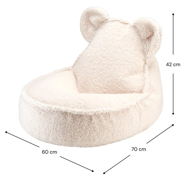 Kremowy dziecięcy worek do siedzenia z materiału bouclé Bear – Wigiwama