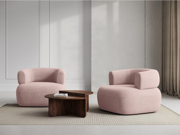 Jasnoróżowy fotel z materiału bouclé Jenny – Micadoni Home