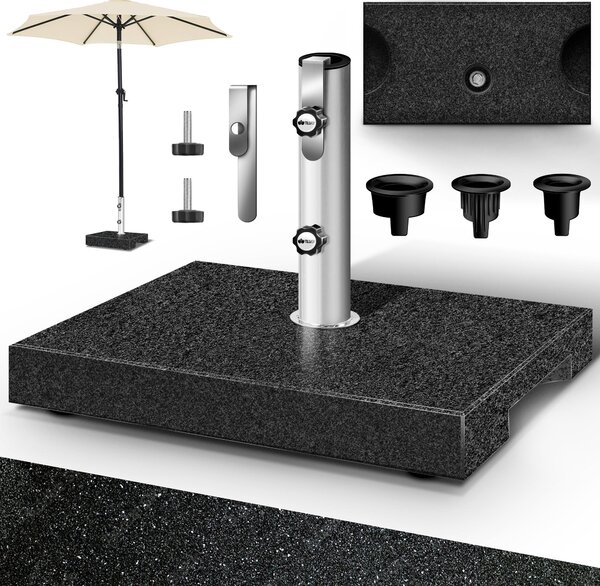 Stojak na parasol tillvex® Granite z uchwytem transportowym antracyt - 27 kg prostoktny | stojak na parasol parasol z rurk ze stali nierdzewnej | stojak na parasol balkonowy do tyczek parasolowych 16-48 mm i rednicy parasola 300 cm