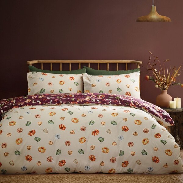 Fioletowa pościel jednoosobowa 135x200 cm Autumn Pumpkins – Catherine Lansfield