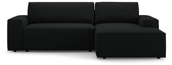 Czarny rozkładany narożnik z materiału bouclé (prawostronny) Jodie – Micadoni Home