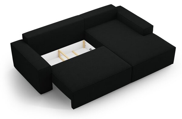 Czarny rozkładany narożnik z materiału bouclé (prawostronny) Jodie – Micadoni Home