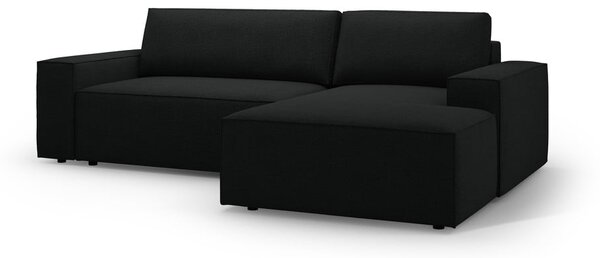 Czarny rozkładany narożnik z materiału bouclé (prawostronny) Jodie – Micadoni Home