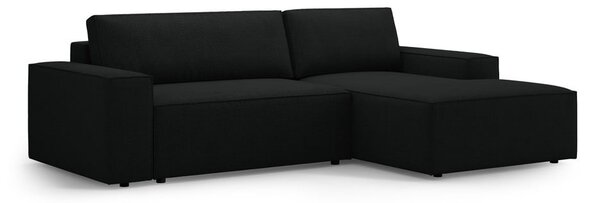 Czarny rozkładany narożnik z materiału bouclé (prawostronny) Jodie – Micadoni Home