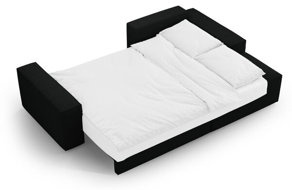Czarny rozkładany narożnik z materiału bouclé (prawostronny) Jodie – Micadoni Home