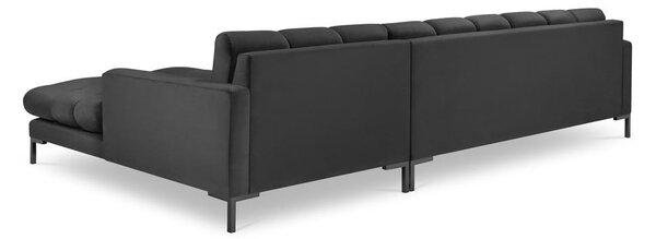 Ciemnoszary aksamitny narożnik Cosmopolitan Design Bali, prawostronny