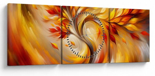 Obraz - Jesienne drzewo (z zegarem) (90x30 cm)