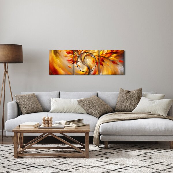 Obraz - Jesienne drzewo (z zegarem) (90x30 cm)