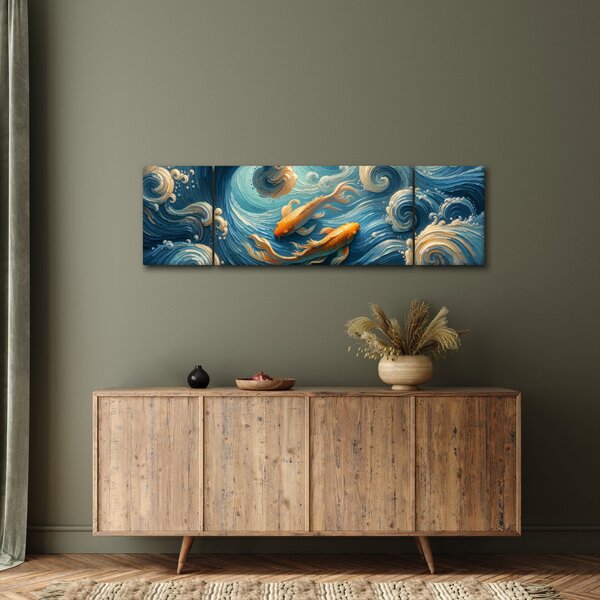 Obraz - Złote rybki (170x50 cm)