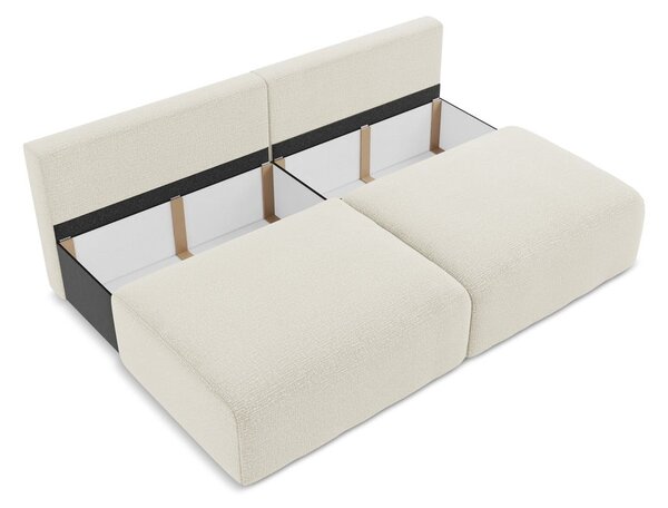 Kremowa rozkładana/ze schowkiem sofa 216 cm Kalena – Makamii