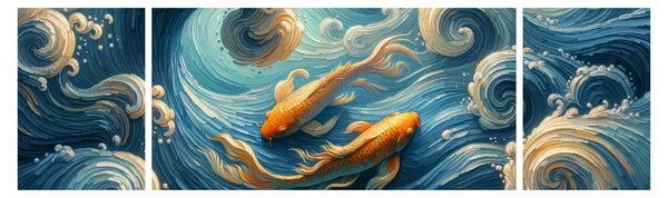Obraz - Złote rybki (170x50 cm)