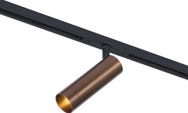 Nowoczesny system oświetlenia szynowego z 6 reflektorami i 4 lampami wiszącymi Easylift ciemny brąz 1-fazowy - Slimline Uzzy Tira