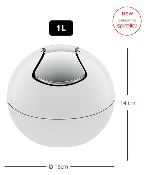 Biały plastikowy kosz na śmieci 1 l Bowl – Spirella