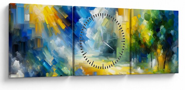 Obraz - Abstrakcyjny słoneczny dzień (z zegarem) (90x30 cm)