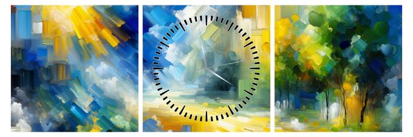 Obraz - Abstrakcyjny słoneczny dzień (z zegarem) (90x30 cm)