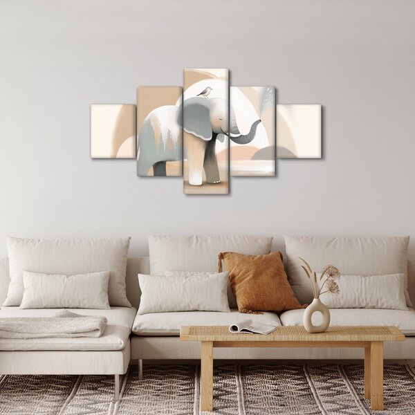 Obraz - Słoń w pastelowych kolorach (125x70 cm)