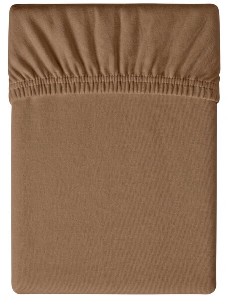Prześcieradło jersey HIGHFIT brązowe 90 x 200 cm