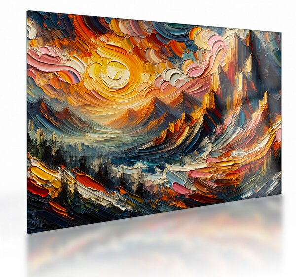 Obraz na szkle - Góry oświetlone słońcem (70x50 cm)